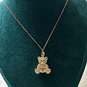 Gold Teddy Bear Pendant Necklace